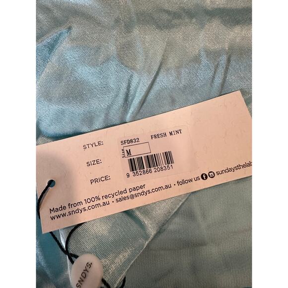 SNDYS Rosita Halter Mini Dress in Fresh Mint With Stone Bead Straps NEW - Picture 7 of 9